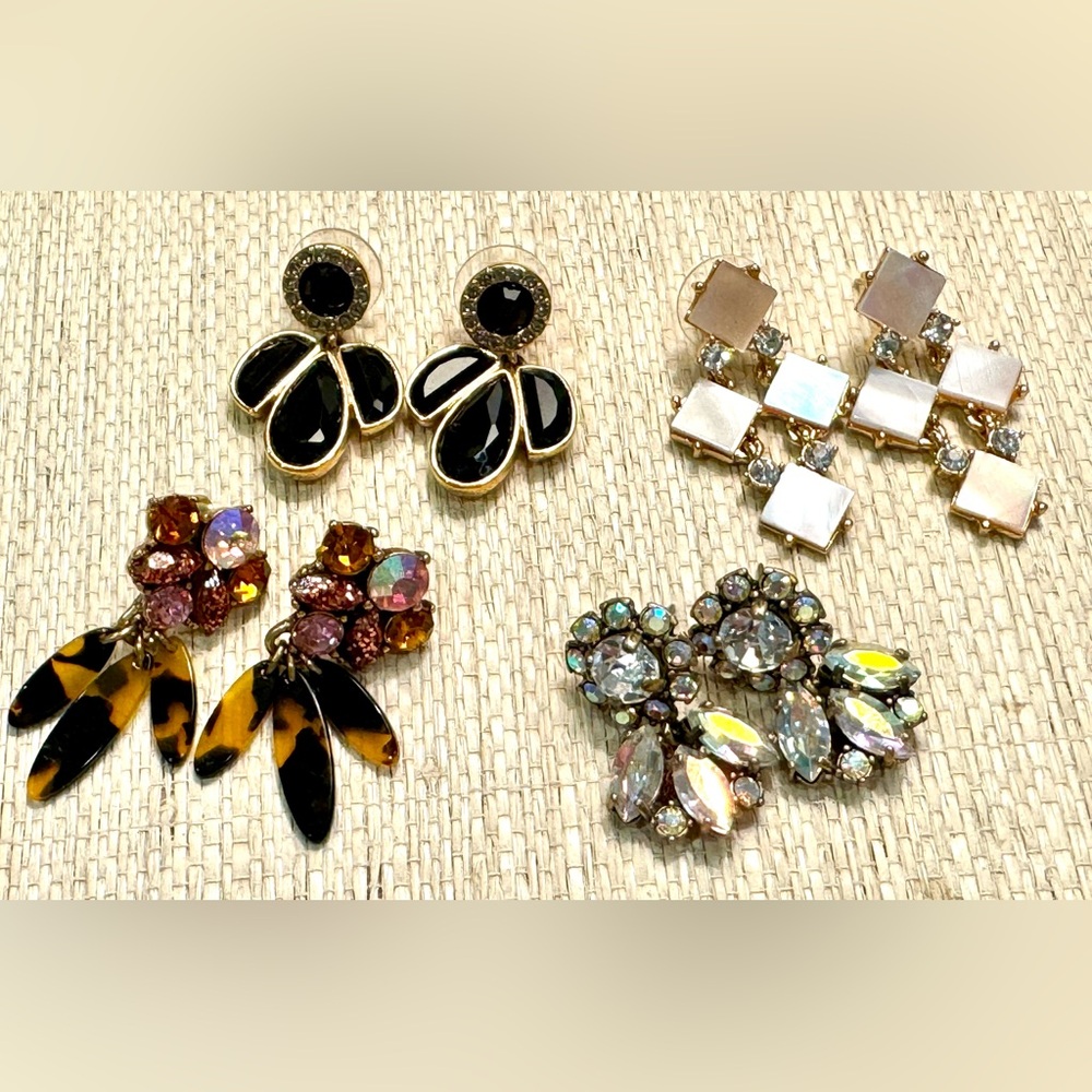 Lot of 4 Pairs of J.Crew Festive Dangling Post Earrings